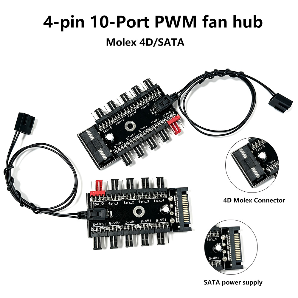 Pc Power Supply - 10-Port 4 Pin PWM Fan Hub