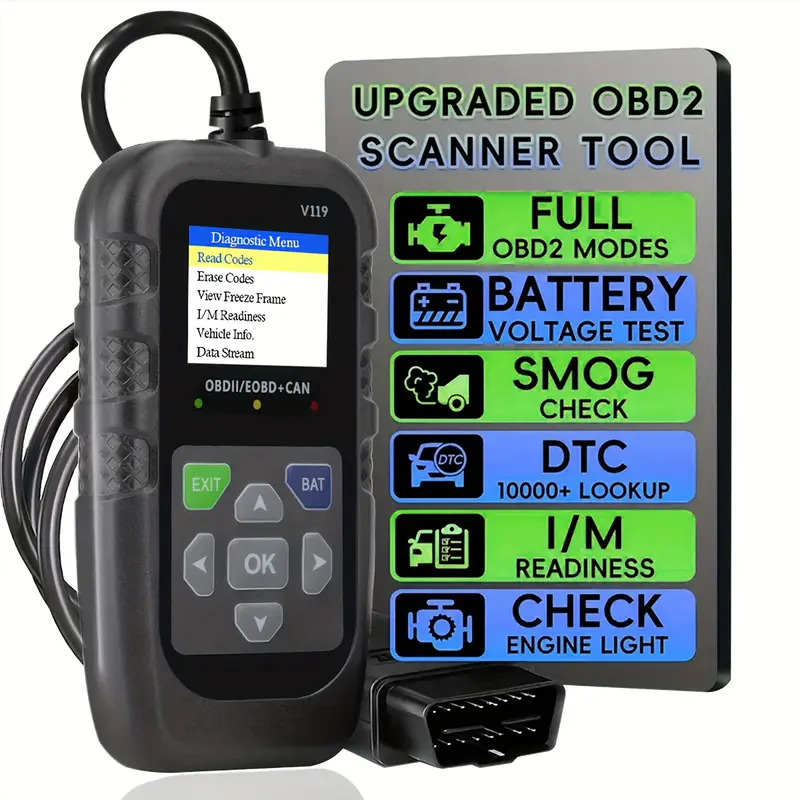 V119 OBD2 Scanner Code Reader  - Power Supply Tester 评论和价格