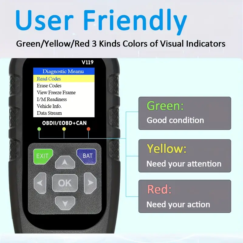 V119 OBD2 Scanner Code Reader  - Power Supply Tester 评论和价格
